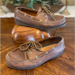 Mens DOCKERS Brown Leather Boat Shoes
